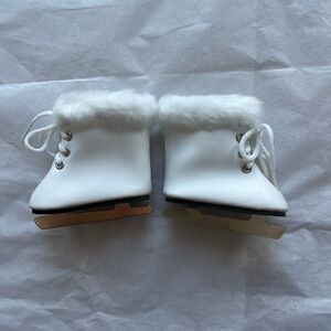 New Fluffy White Leather Skates for 18” doll